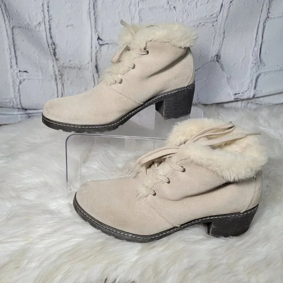 SPORTO‎ Womens 9 Beige Waterproof Insulated Faux Fur Winter Boots Heeled Stylish - Picture 3 of 13